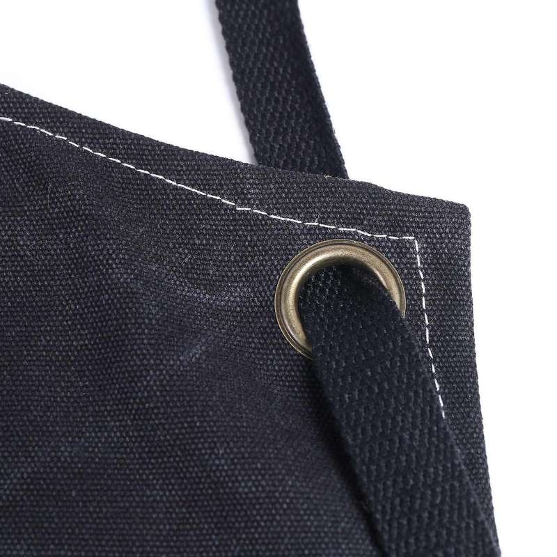 Canvas Kitchen Apron for Men Women Cooking Apron 3 Pockets(black)