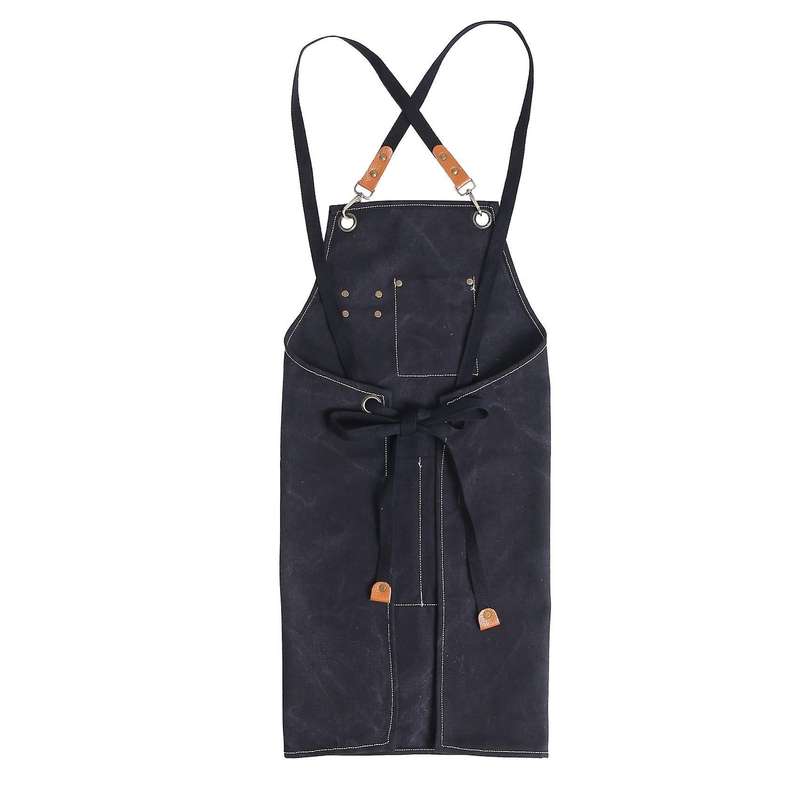 Canvas Kitchen Apron for Men Women Cooking Apron 3 Pockets(black)