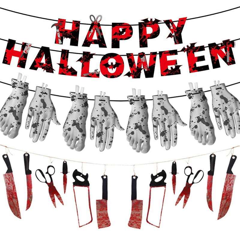 Halloween Banner Paper Pull Citi Decoration Supplies Knife String