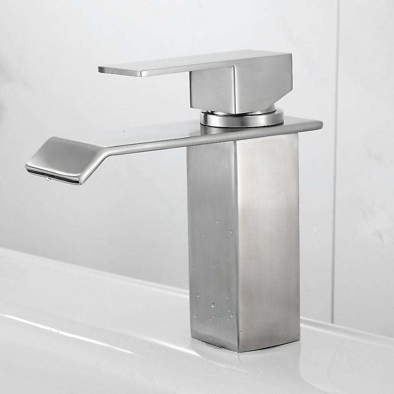 Square Cold Hot Sink Taps Bathroom Stainless Steel Basin Faucet