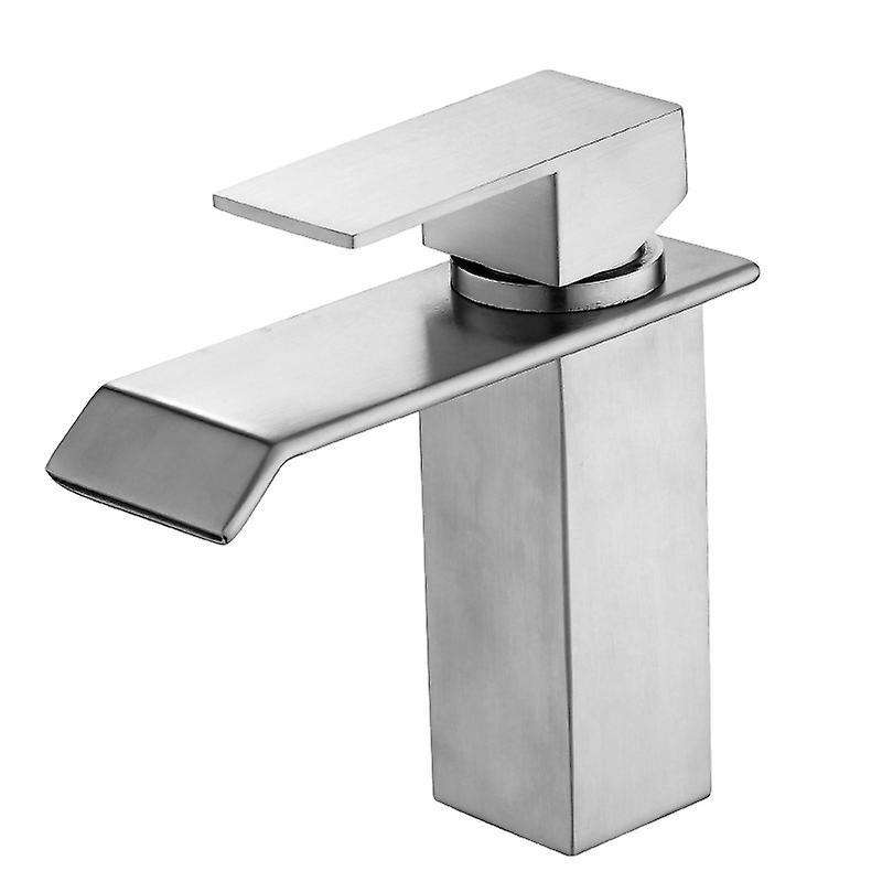 Square Cold Hot Sink Taps Bathroom Stainless Steel Basin Faucet