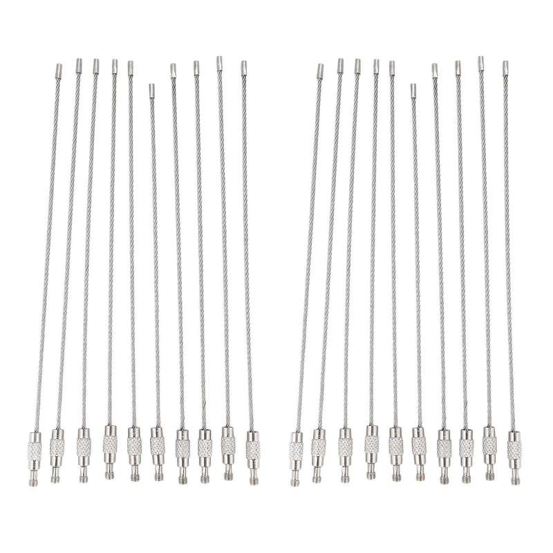 10pcs Stainless Steel Screw Locking Wire Keychain Cable Key Rings