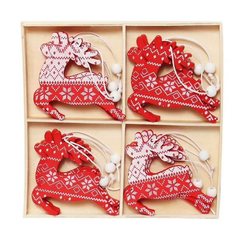 Christmas Pendant, Wooden Angel Elk Pattern Ornaments Decoration, D