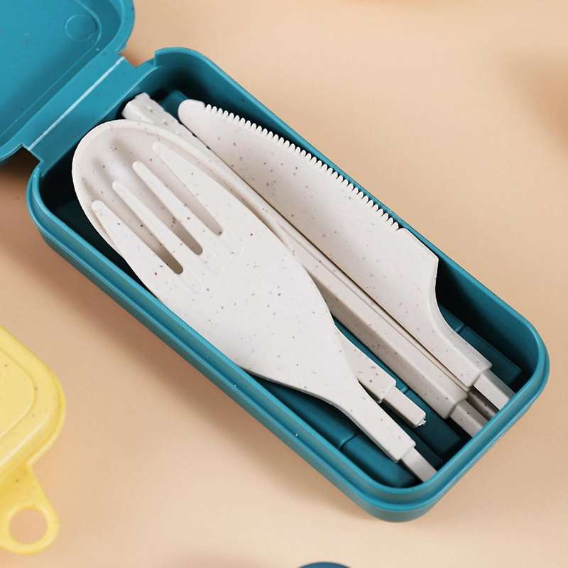 Combination Portable Outdoor Travel Tableware Student Set Gold