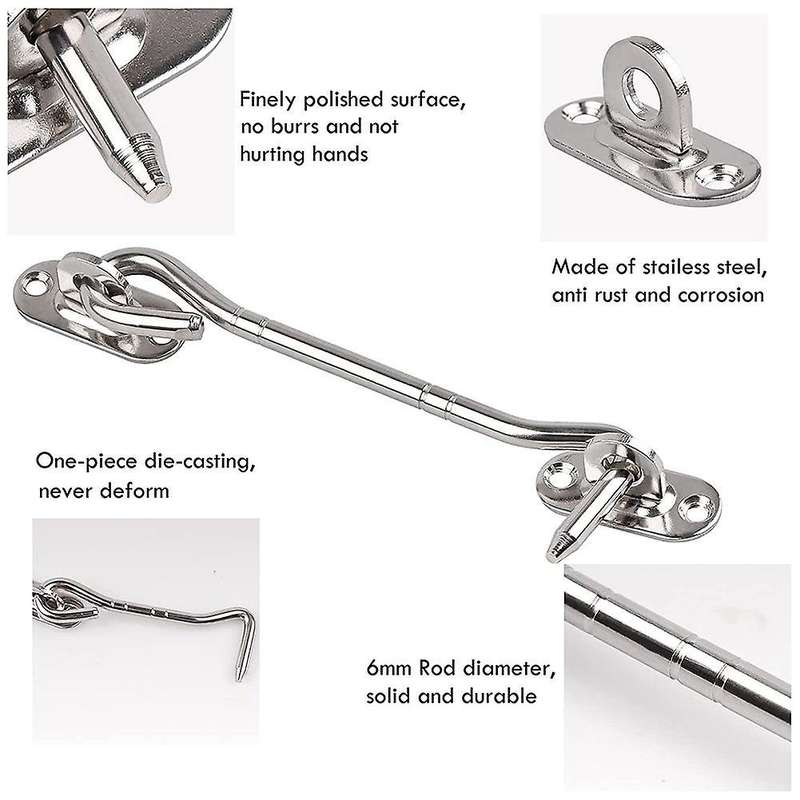 2 Pcs Cabin Hook (6 Inch) with Screws - for Shutter Shed Window