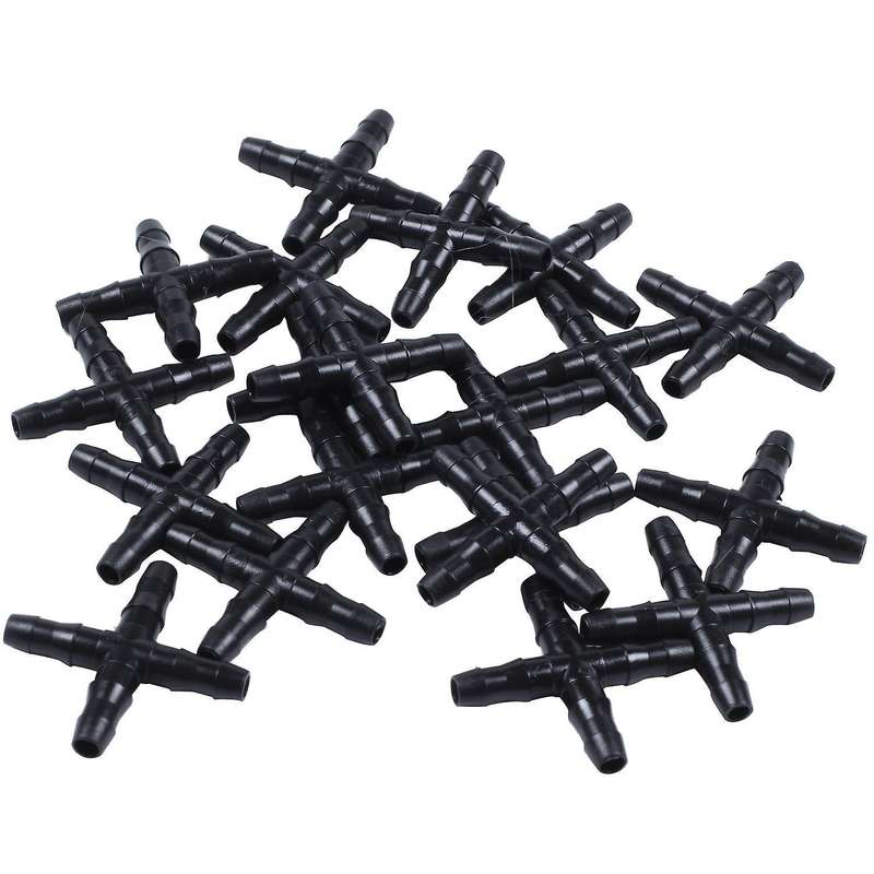 20 Pcs Black Sprinkler Irrigation Tee Pipe Barb Hose for Tube
