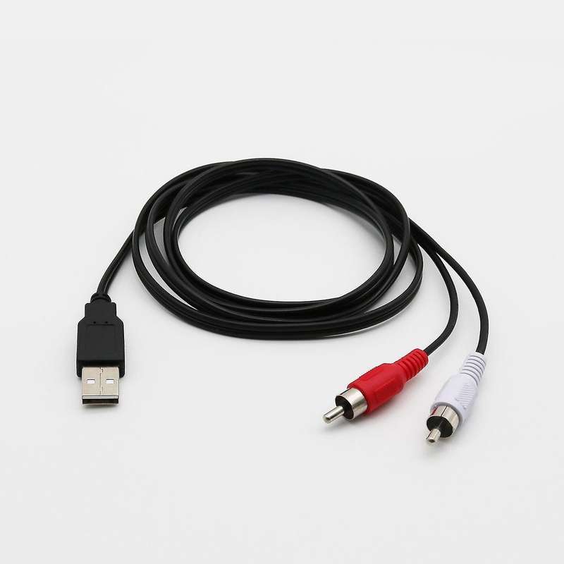 1.5m Usb A Male to 2x Rca Phono Av Cable Tv Aux Audio Video Adapter