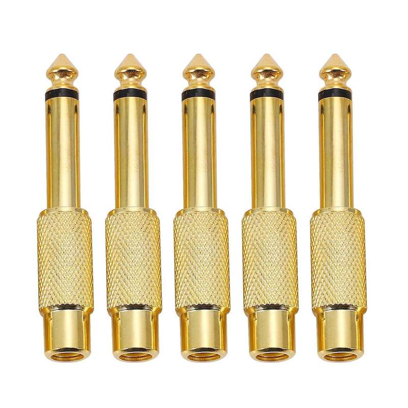 5x Gold Plated 6.35mm 1/4 Inch Male Mono Plug 6.5mm Jack Audio Plug