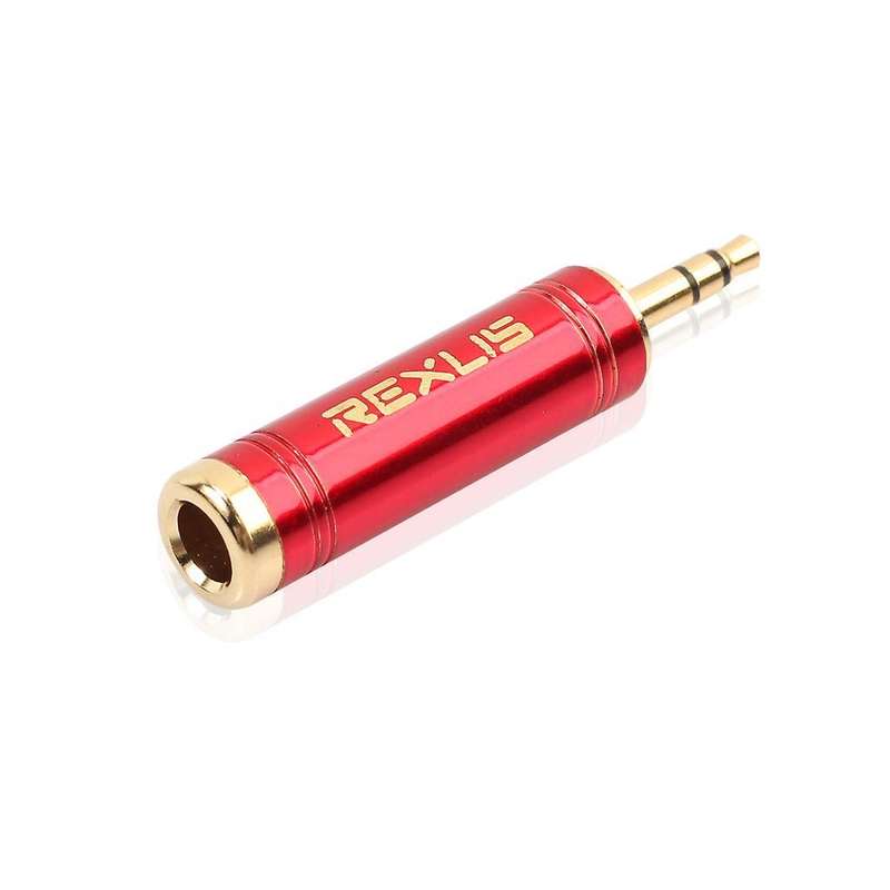 Rexlis 3.5mm Male to 6.5 Mm Female Converter for Phone Pc 1pc Black