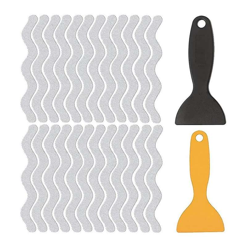 Bath Grip Stickers 24 Pcs Anti-slip Strips with 2 Pcs Scraper
