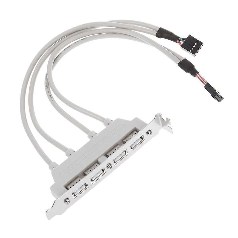 Dual Motherboard 9pin Header to 4port Usb 2.0 Female Cable Pci Bracket