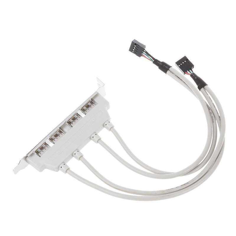 Dual Motherboard 9pin Header to 4port Usb 2.0 Female Cable Pci Bracket