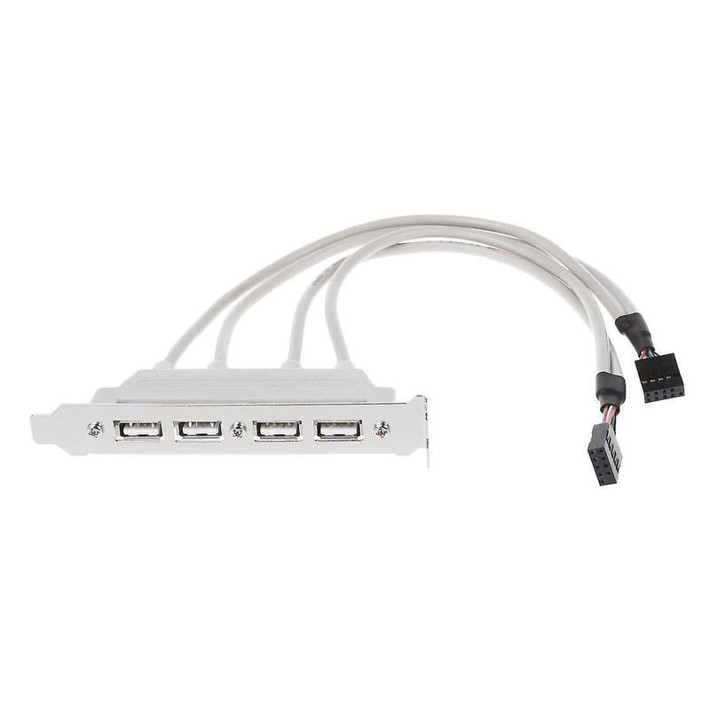 Dual Motherboard 9pin Header to 4port Usb 2.0 Female Cable Pci Bracket