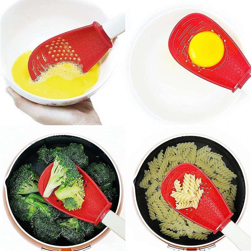 Multifunctional Cooking Spoon Kitchen Tool Filter Spoon (red Black)