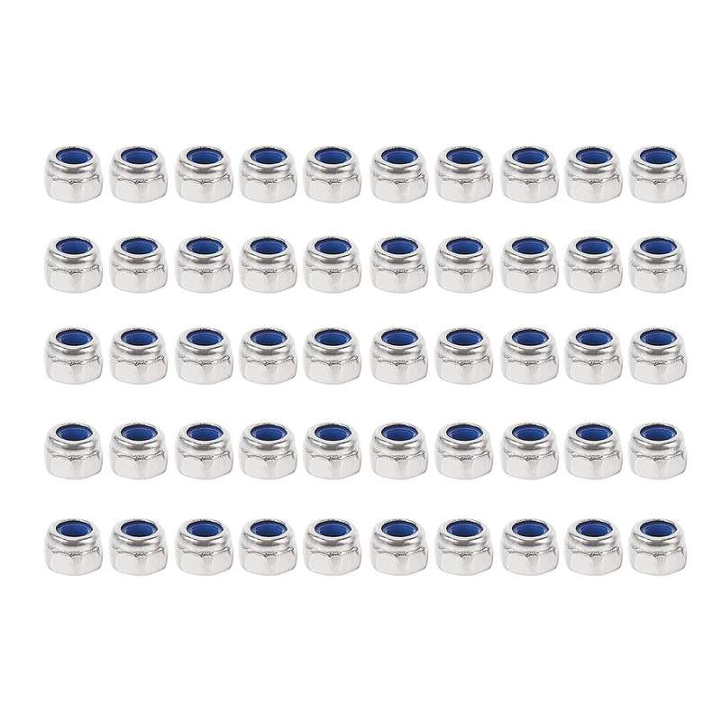 M3 X 0.5mm 304 Stainless Steel Nylock Nylon Insert Hex Lock Nuts 50x