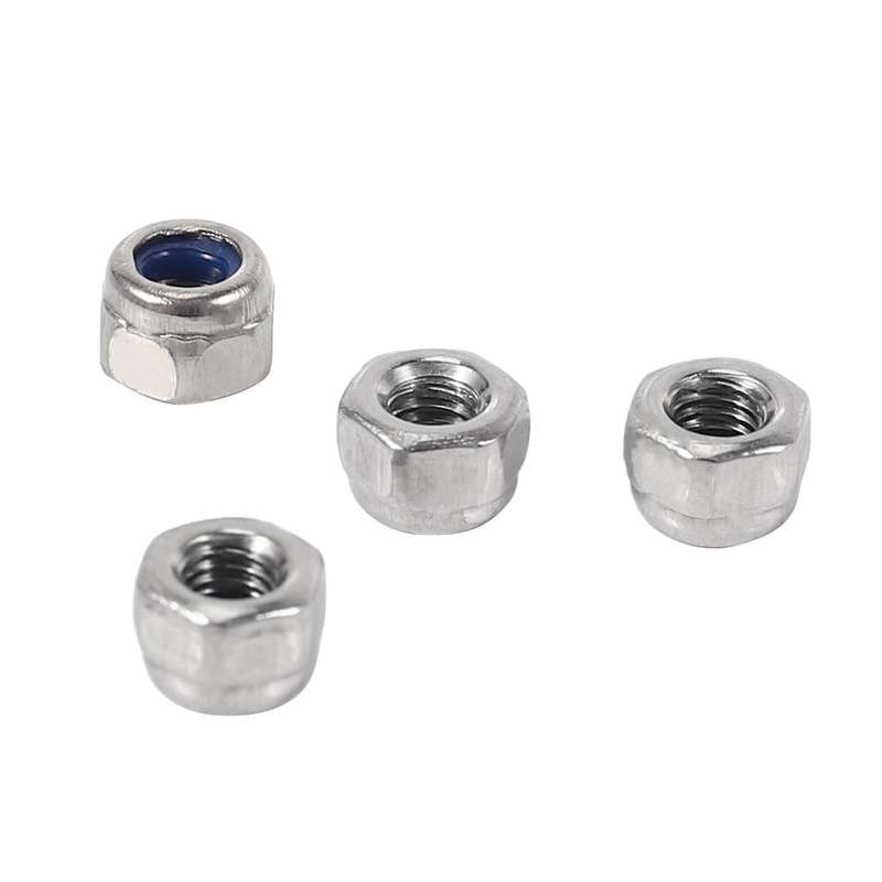 M3 X 0.5mm 304 Stainless Steel Nylock Nylon Insert Hex Lock Nuts 50x
