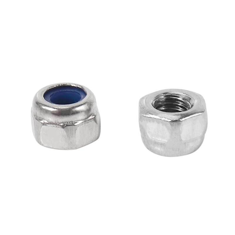 M3 X 0.5mm 304 Stainless Steel Nylock Nylon Insert Hex Lock Nuts 50x