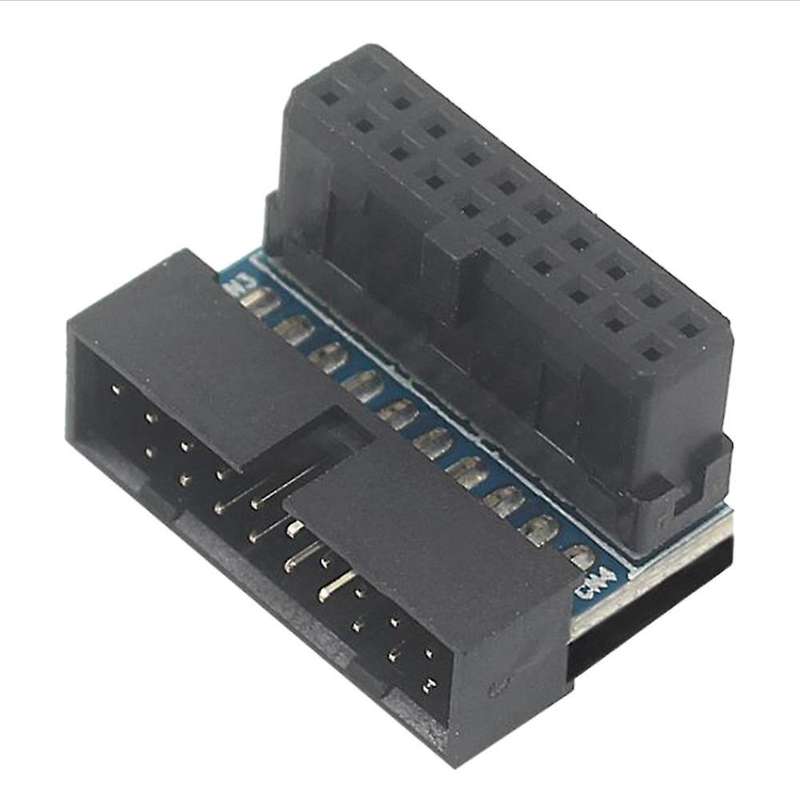 Black Usb 3.0 20pin Male to Female L Turn Right Angle Power Adapter