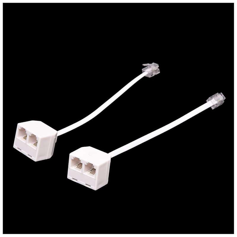 2pcs 6p4c Rj11 Dual Female to Male Telephone Cable Splitter Adapter