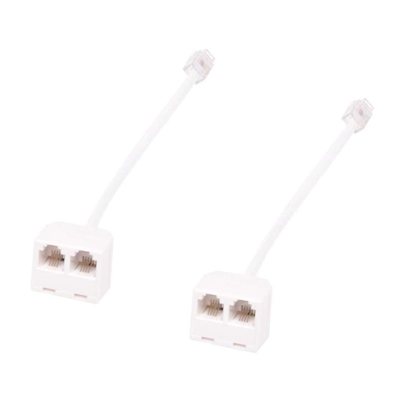 2pcs 6p4c Rj11 Dual Female to Male Telephone Cable Splitter Adapter