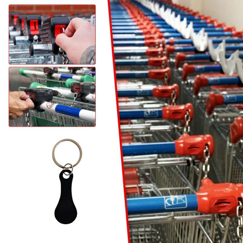 2 Pieces Of Stainless Shopping Trolley Remover-as A Key Ring,black