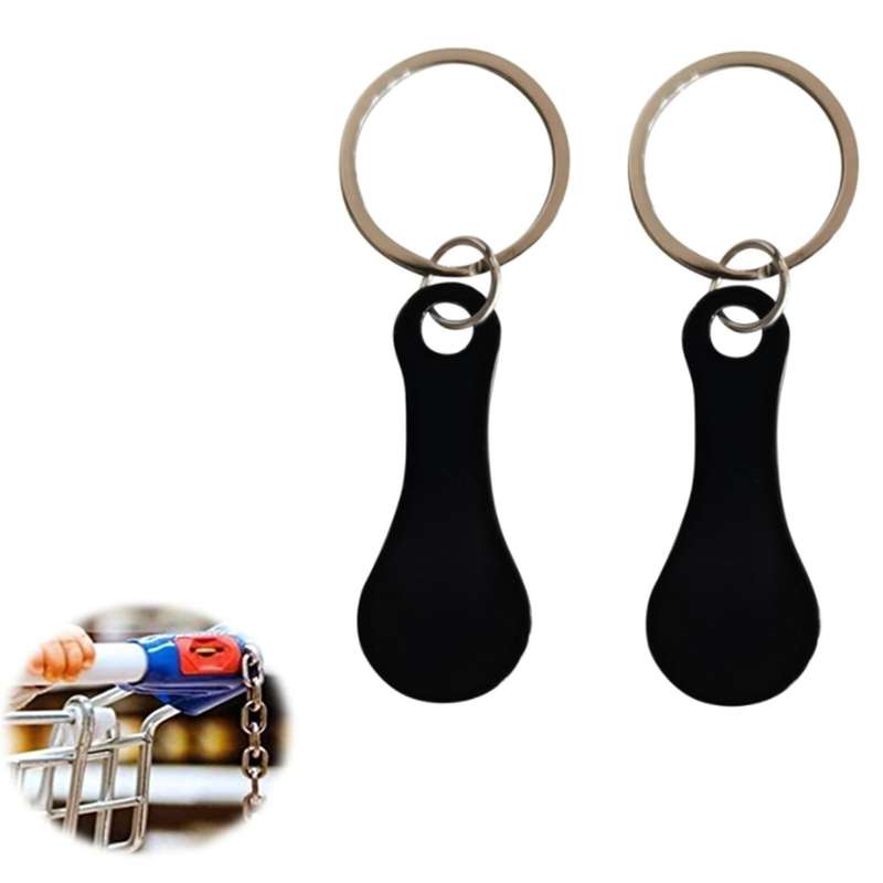 2 Pieces Of Stainless Shopping Trolley Remover-as A Key Ring,black