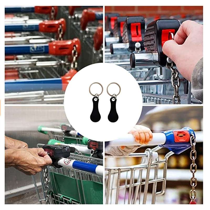 2 Pieces Of Stainless Shopping Trolley Remover-as A Key Ring,black