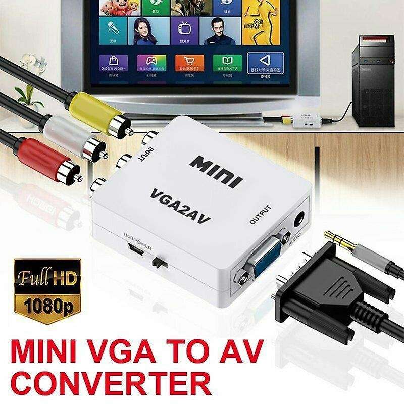 Vga to Av Mini Converter Scaler Adapter Support 1080p