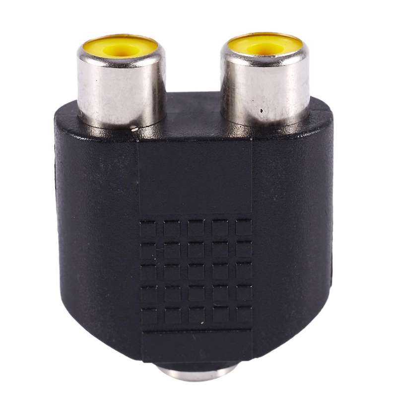 3.5mm Female Socket to Dual Female Rca Jack Av Adapter Splitter Black