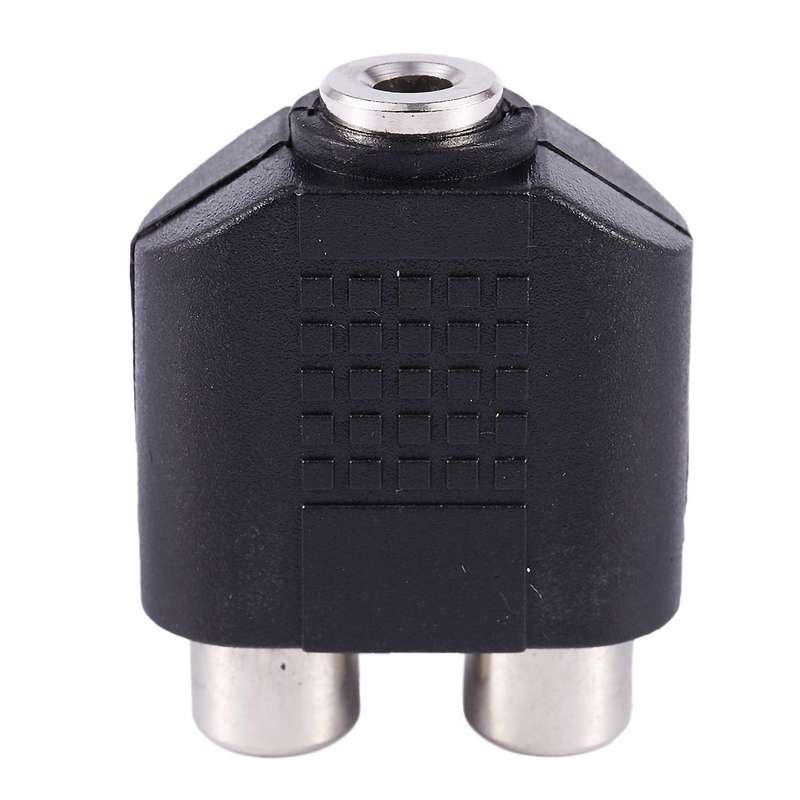 3.5mm Female Socket to Dual Female Rca Jack Av Adapter Splitter Black