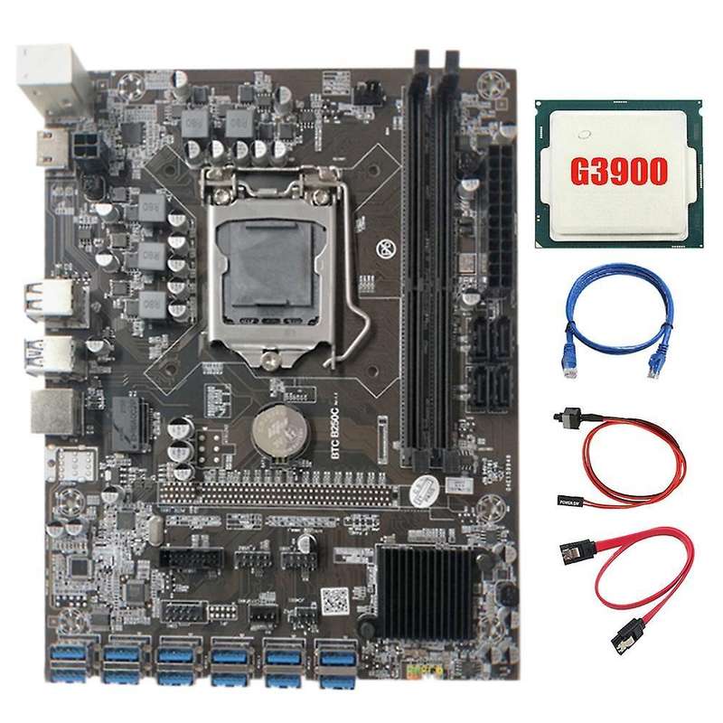B250c Mining Motherboard with G3900 Cpu+sata Cable+switch Cable