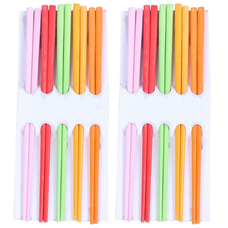5 Pairs Assorted Color Plastic Chinese Chopsticks 8.7 Inch Long