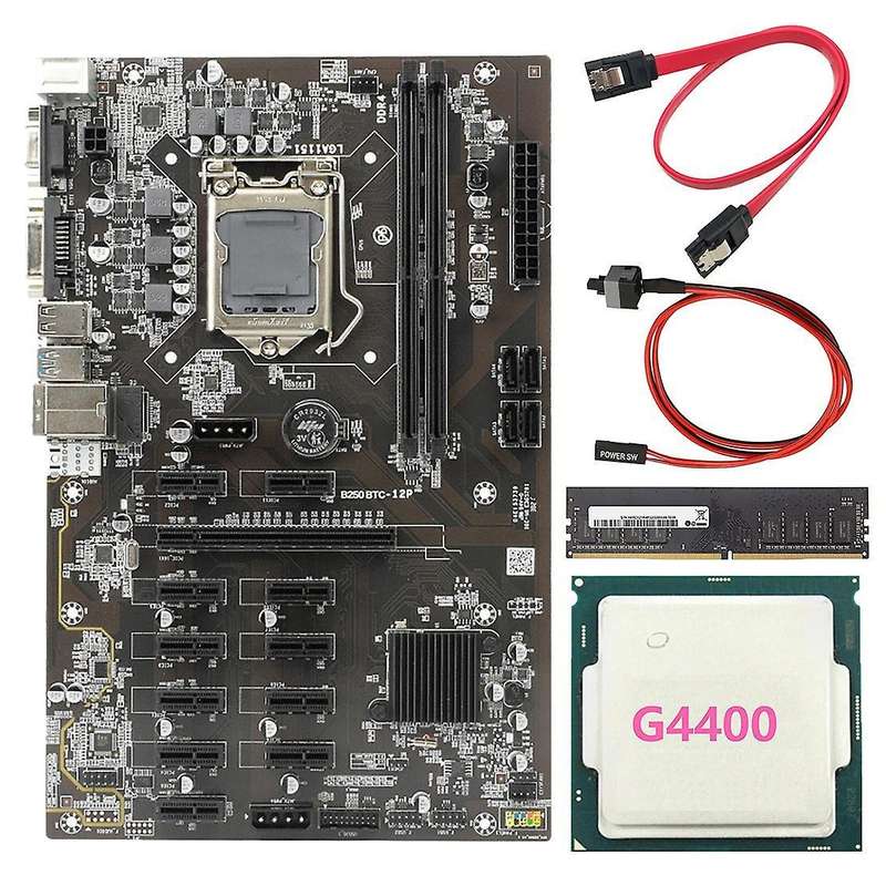 Motherboard Supports 12 Gpu Lga1151 +g4400 Cpu+ddr4 8g Memory
