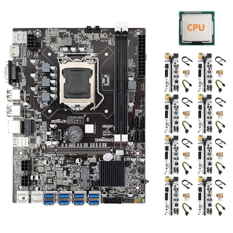 Btc B75 Mining Motherboard+cpu+8xver010 Riser Card