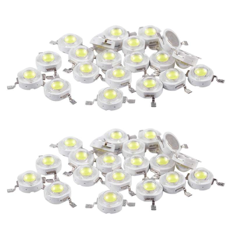 20 Pcs High Power 2 Pin 3w White Led Bead Emitters 170-190lm 6000k