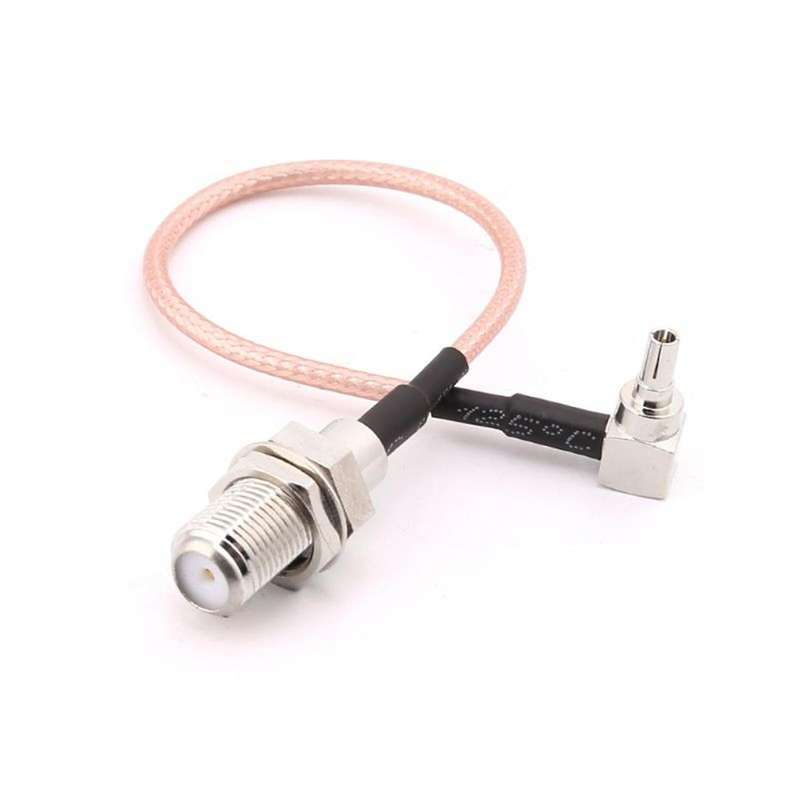 F Type Female Jack to Crc9 Male Right Angle Rg316 Pigtail Cable 15cm