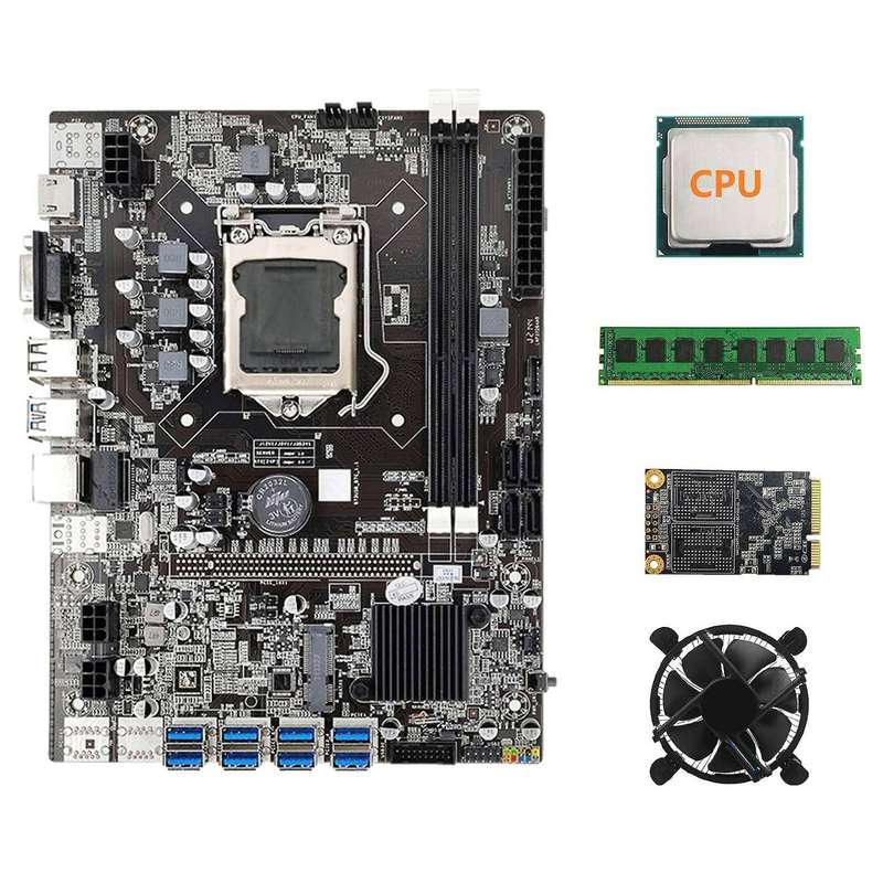 B75 Usb Btc Mining Motherboard+ddr3 4gb 1600mhz Ram+128g Msata Ssd
