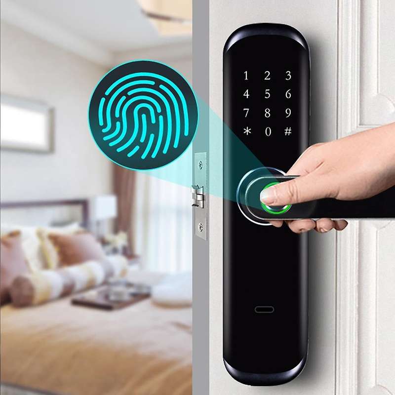 Tuya App Wifi Mobile Phone Remote Password Smart Door Lock Black