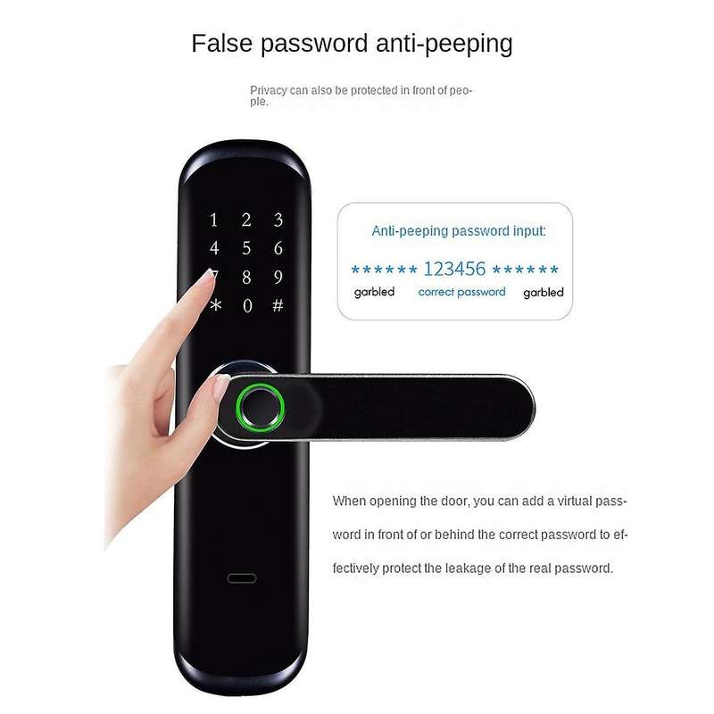 Tuya App Wifi Mobile Phone Remote Password Smart Door Lock Black