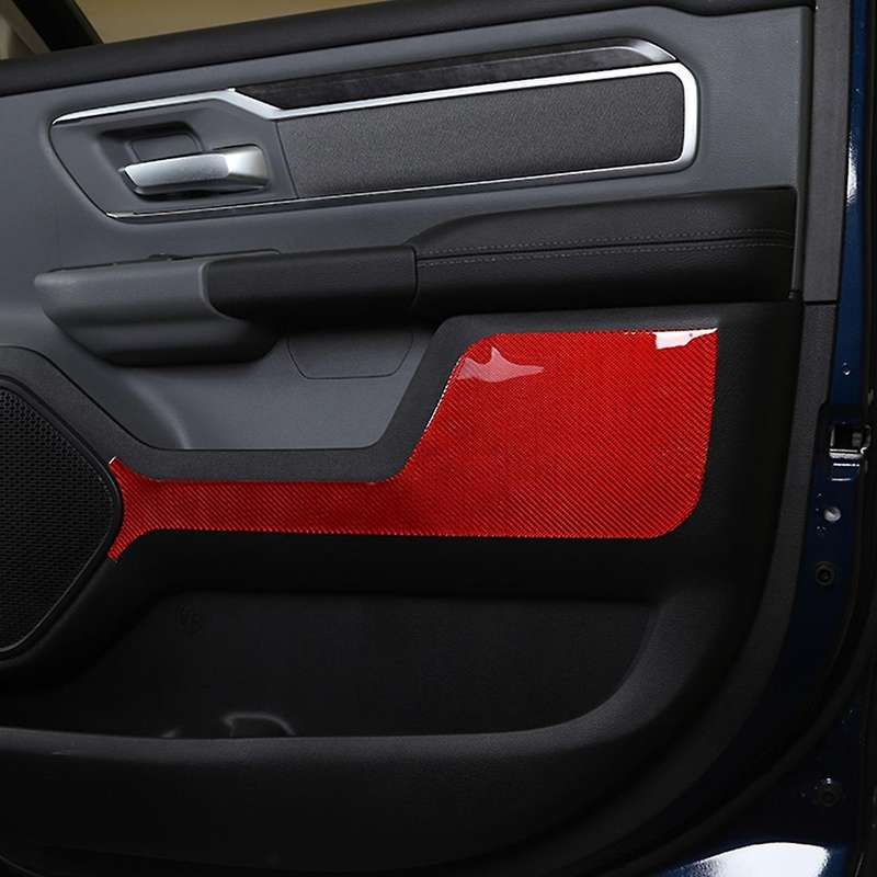 Interior Door Panel Trim for Dodge Ram 2018-2022,red Carbon Fiber