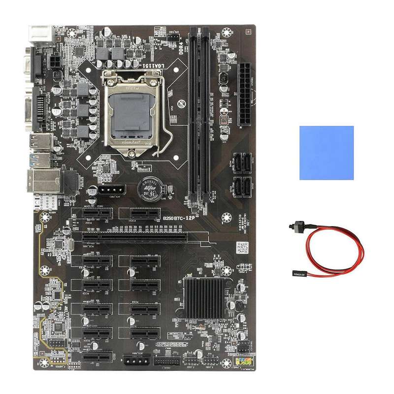 B250 Mining Motherboard with Thermal Pad+switch Cable for Btc Miner