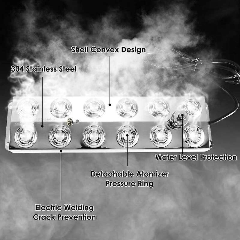 12 Heads Ultrasonic Mist Fogger Air Humidifier Water Fountain