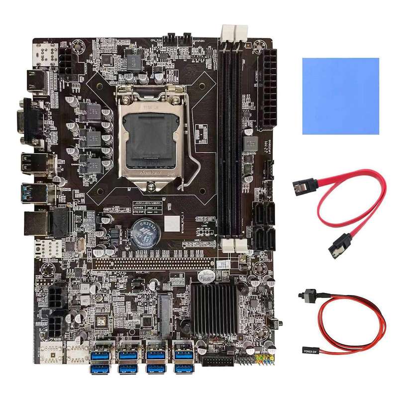 B75 Motherboard+thermal Pad+sata Cable+switch Cable 8xpcie to Usb Btc