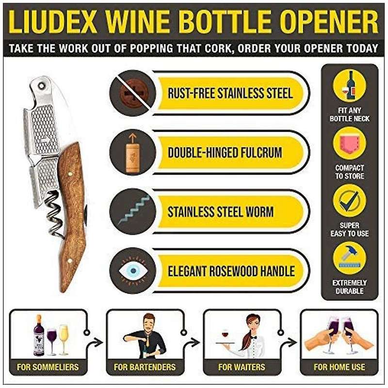 Wine Opener,rosewood Handle Corkscrew,pocket Wine Cork Remover Corker