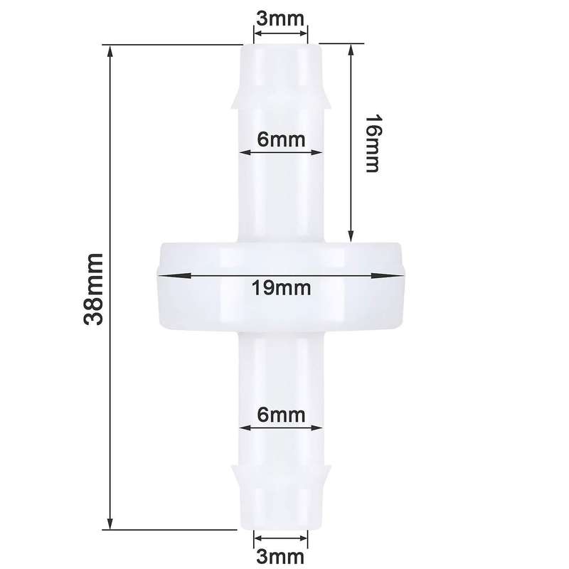 4pcs Check Valve Pvdf for Fuel Gas Liquid Air 1/4 Inch 6 Mm
