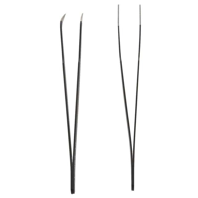 2 Pcs 13cm Length Black Anti-static Straight Curved Tweezers