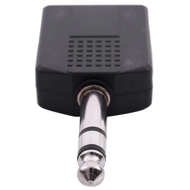 Mono 6.35mm Male Plug to Dual 6.35mm Female Socket Splitter Adapter Connector
