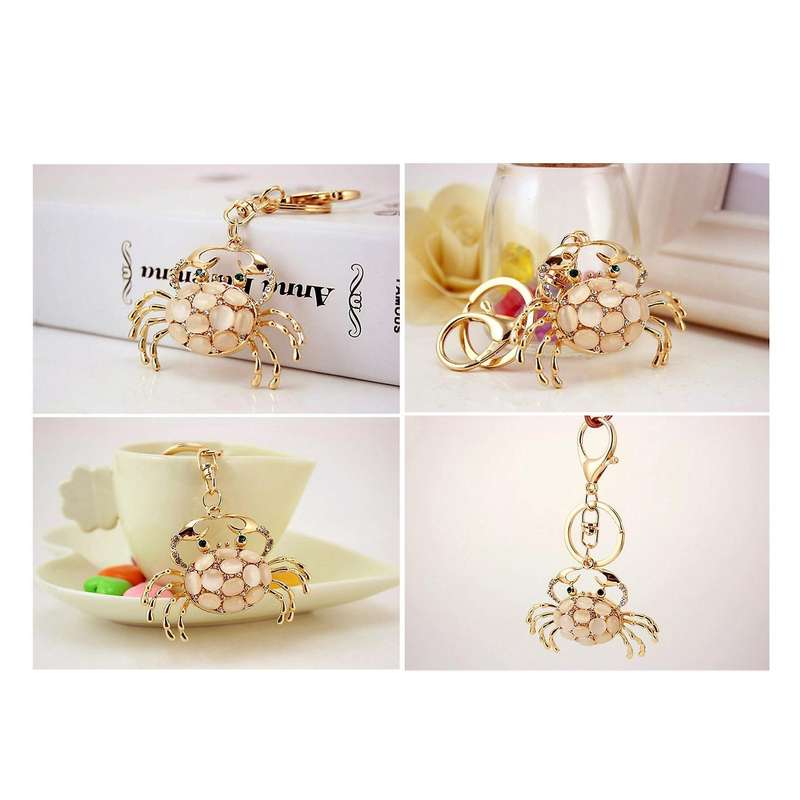 2pcs Animal Keyrings Crab Pendant Keychain Charm for Car School Bag