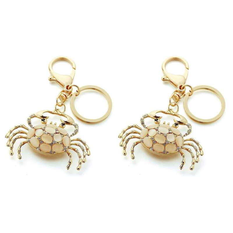2pcs Animal Keyrings Crab Pendant Keychain Charm for Car School Bag
