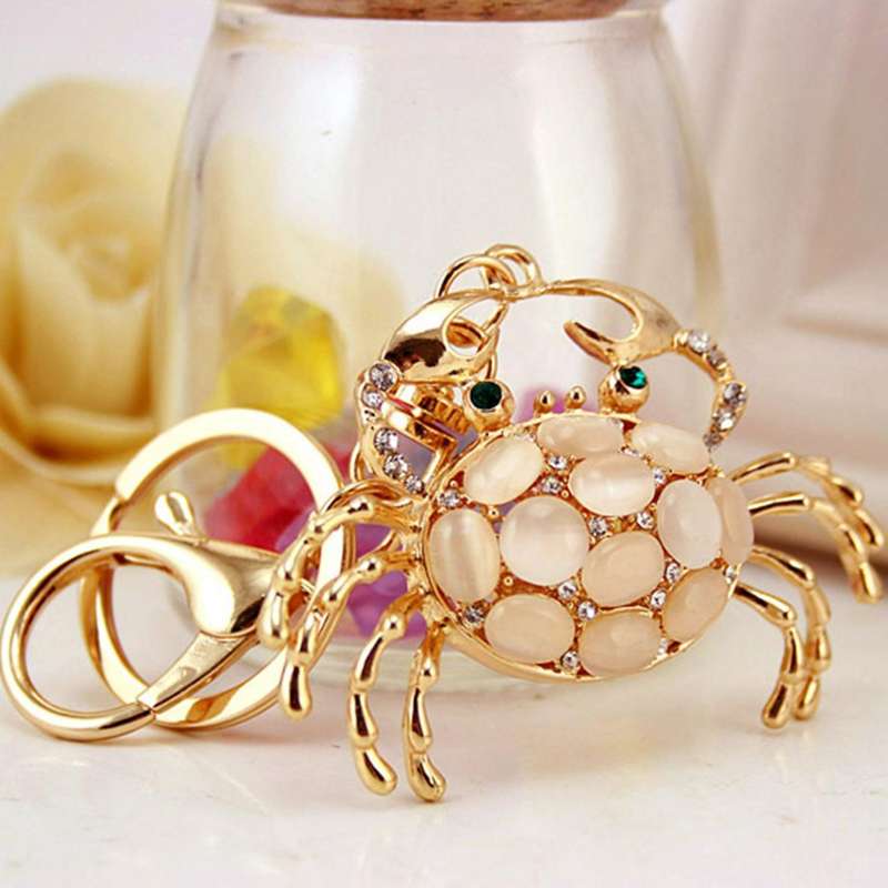 2pcs Animal Keyrings Crab Pendant Keychain Charm for Car School Bag